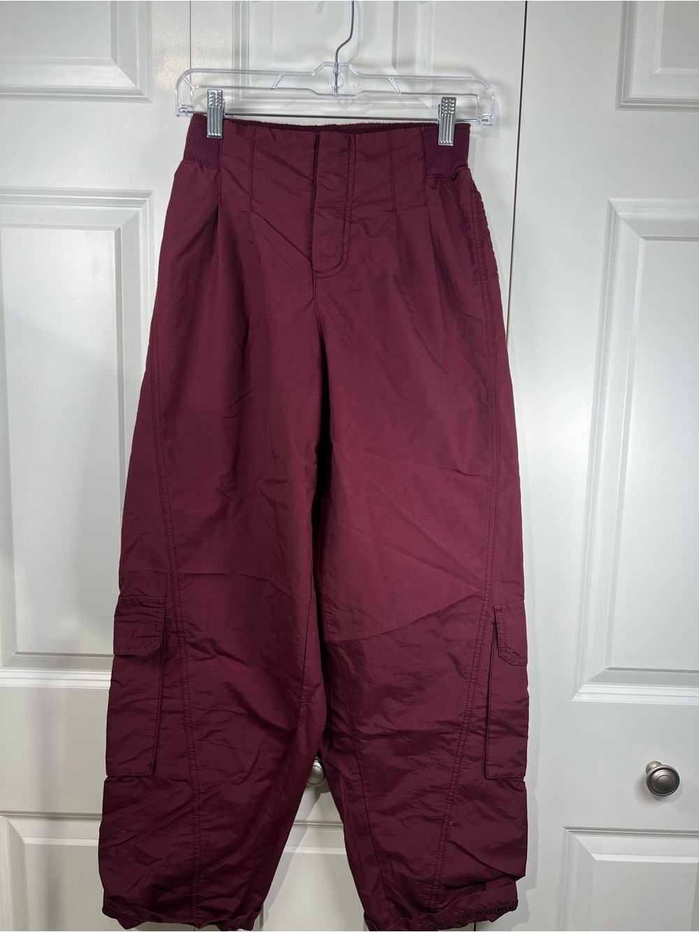Free People Burgundy Relaxed High-Rise Track Pants - Picture 3 of 8
